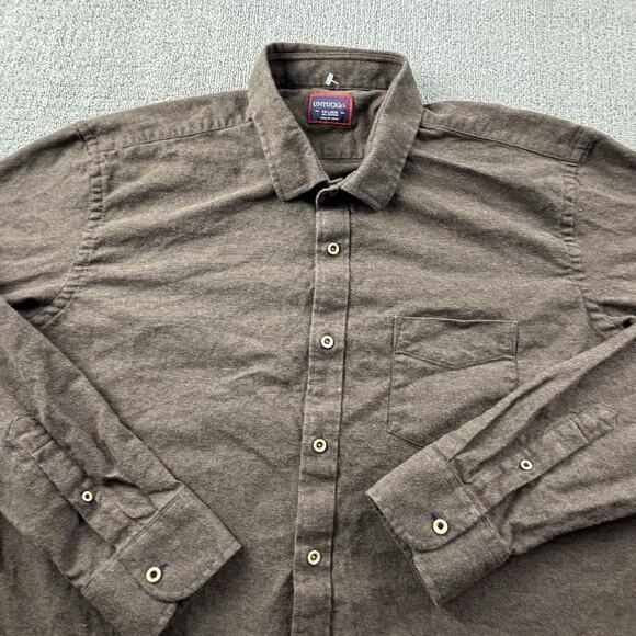 UNTUCKit Shirt Adult 2XL XXL Brown Button Up Long Sleeve Flannel Casual Men's - Picture 3 of 14